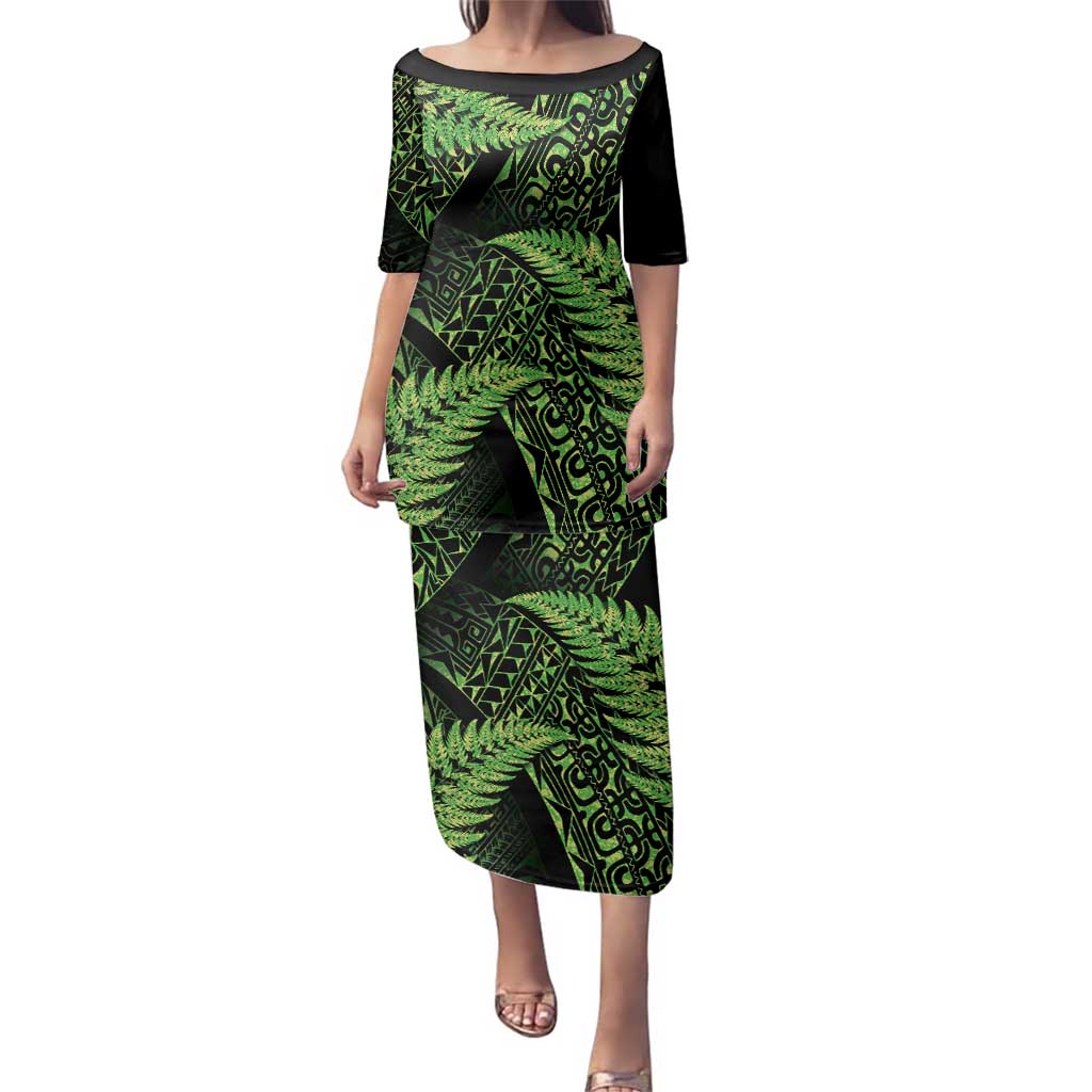 New Zealand Rugby Pacific Personalised Family Matching Puletasi and Hawaiian Shirt All Lime Maori Pasifika Fern Pattern