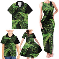 New Zealand Rugby Pacific Personalised Family Matching Tank Maxi Dress and Hawaiian Shirt All Lime Maori Pasifika Fern Pattern