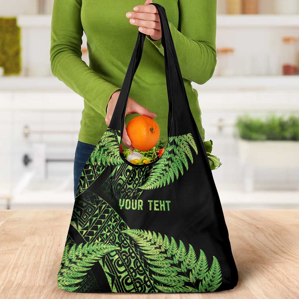 New Zealand Rugby Pacific Personalised Grocery Bag All Lime Maori Pasifika Fern Pattern