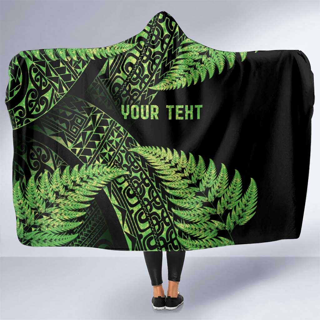 New Zealand Rugby Pacific Personalised Hooded Blanket All Lime Maori Pasifika Fern Pattern