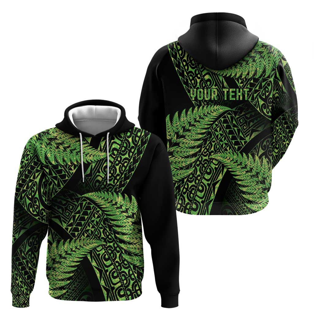 New Zealand Rugby Pacific Personalised Hoodie All Lime Maori Pasifika Fern Pattern