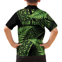 New Zealand Rugby Pacific Personalised Kid Hawaiian Shirt All Lime Maori Pasifika Fern Pattern