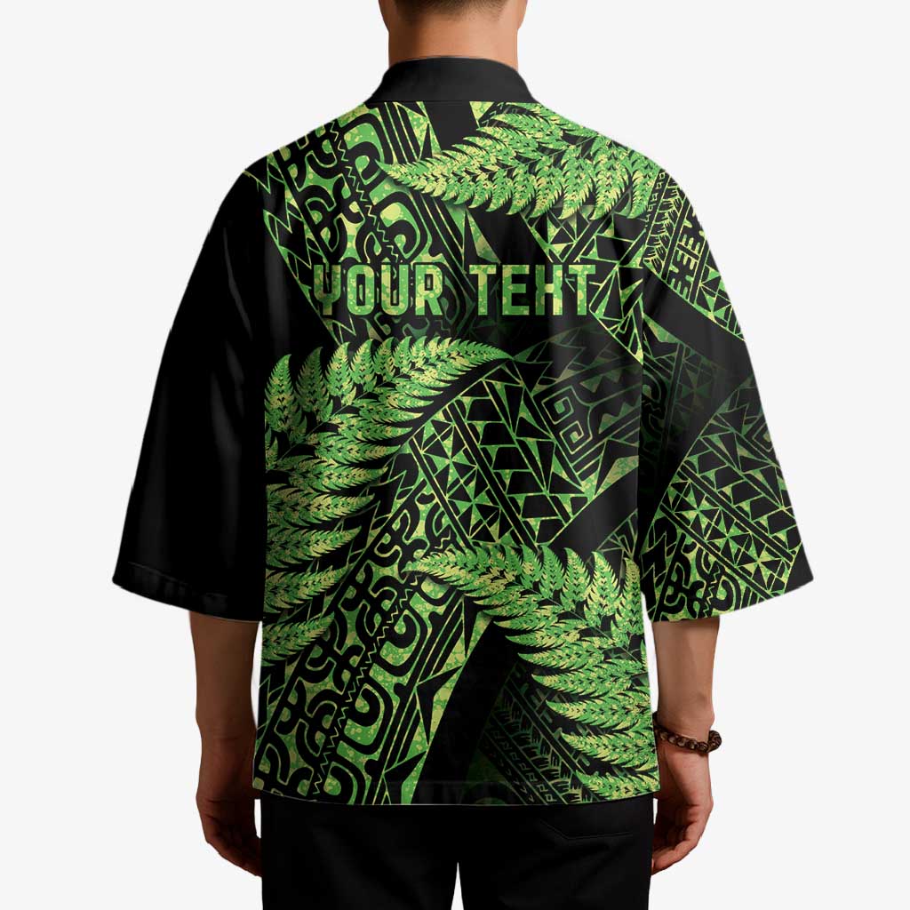 New Zealand Rugby Pacific Personalised Kimono All Lime Maori Pasifika Fern Pattern - Polynesian Pride