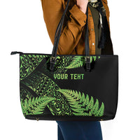 New Zealand Rugby Pacific Personalised Leather Tote Bag All Lime Maori Pasifika Fern Pattern