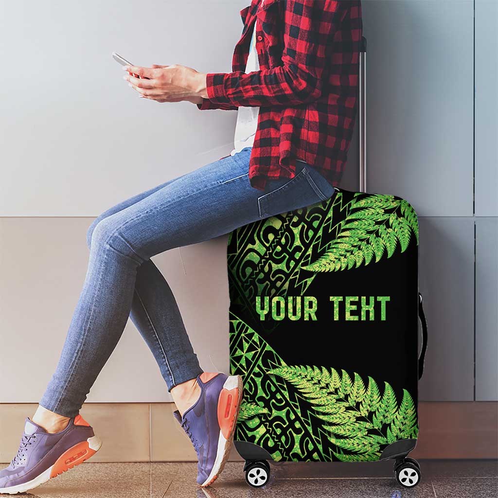 New Zealand Rugby Pacific Personalised Luggage Cover All Lime Maori Pasifika Fern Pattern