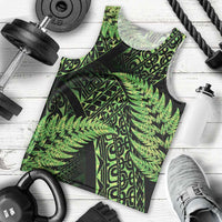 New Zealand Rugby Pacific Personalised Men Tank Top All Lime Maori Pasifika Fern Pattern