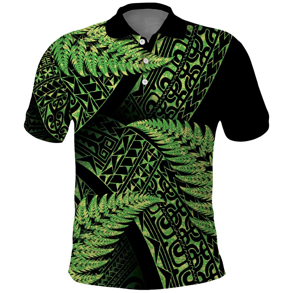 New Zealand Rugby Pacific Personalised Polo Shirt All Lime Maori Pasifika Fern Pattern