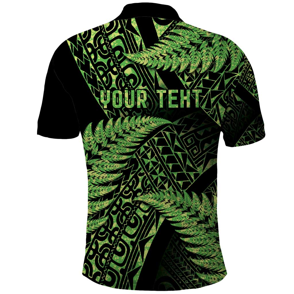 New Zealand Rugby Pacific Personalised Polo Shirt All Lime Maori Pasifika Fern Pattern