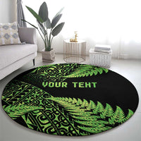 New Zealand Rugby Pacific Personalised Round Carpet All Lime Maori Pasifika Fern Pattern