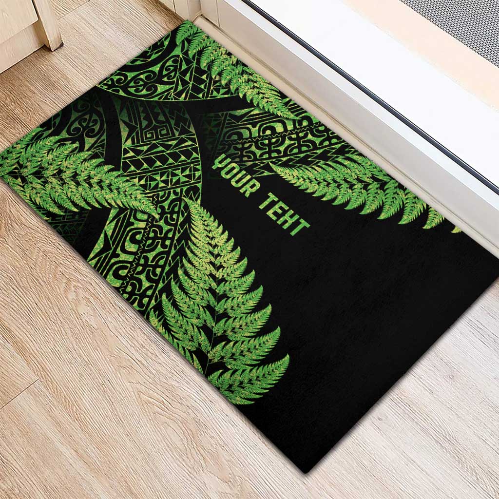 New Zealand Rugby Pacific Personalised Rubber Doormat All Lime Maori Pasifika Fern Pattern