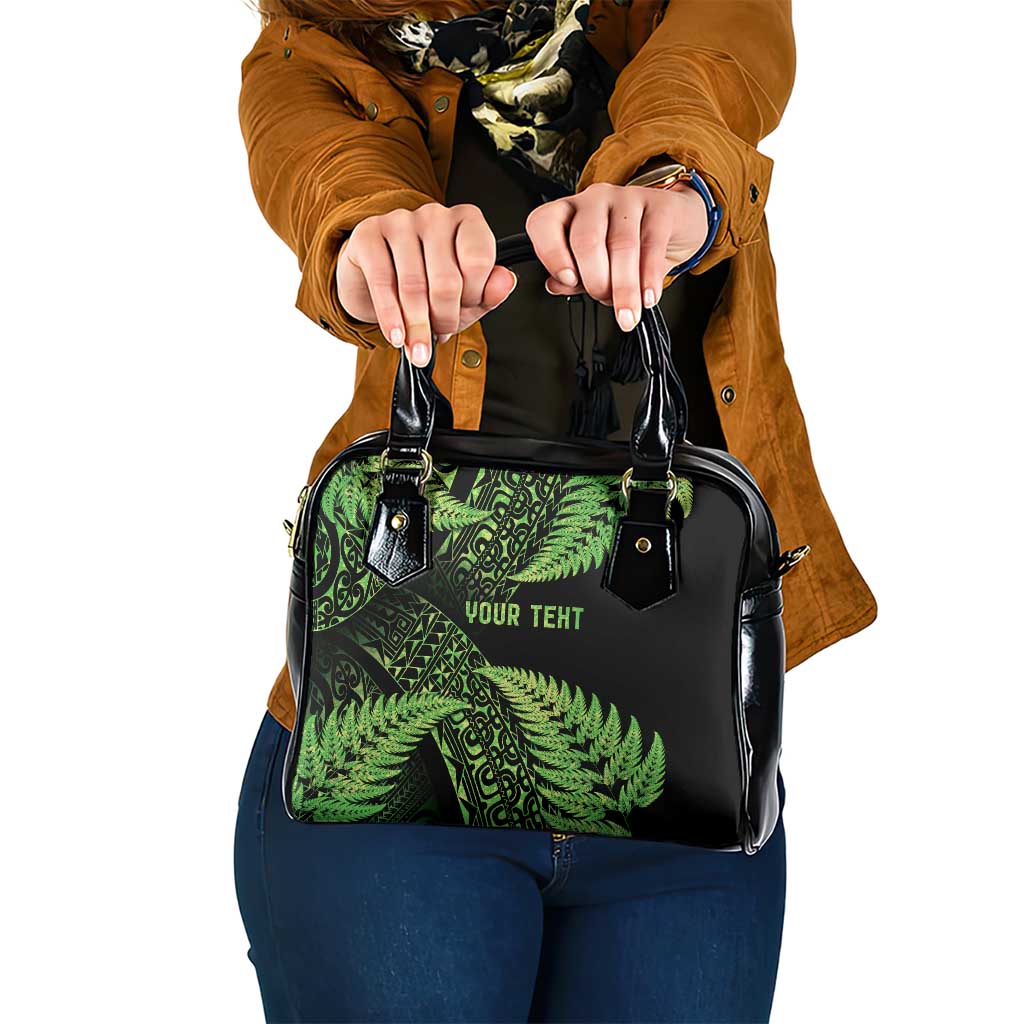 New Zealand Rugby Pacific Personalised Shoulder Handbag All Lime Maori Pasifika Fern Pattern
