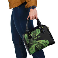 New Zealand Rugby Pacific Personalised Shoulder Handbag All Lime Maori Pasifika Fern Pattern