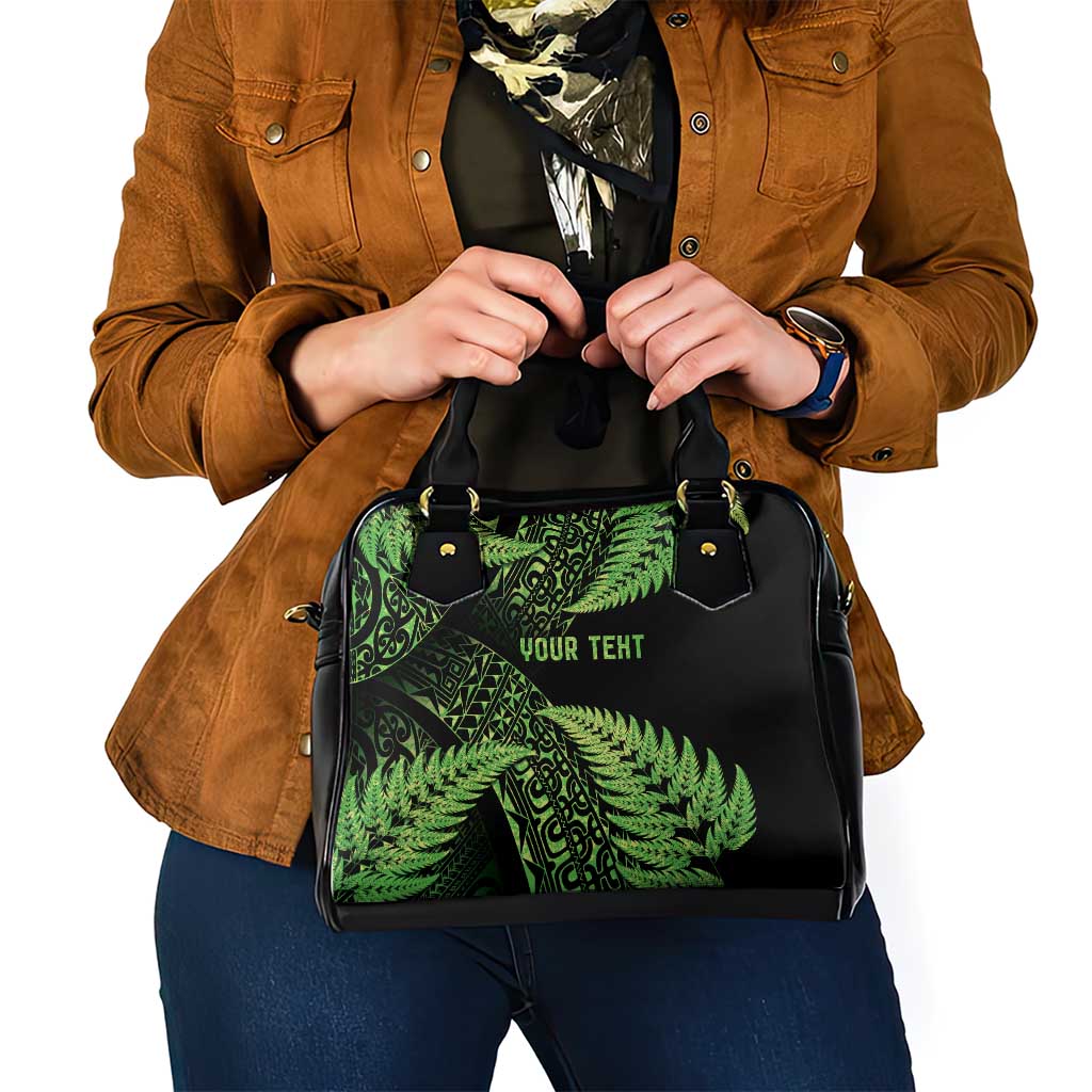 New Zealand Rugby Pacific Personalised Shoulder Handbag All Lime Maori Pasifika Fern Pattern