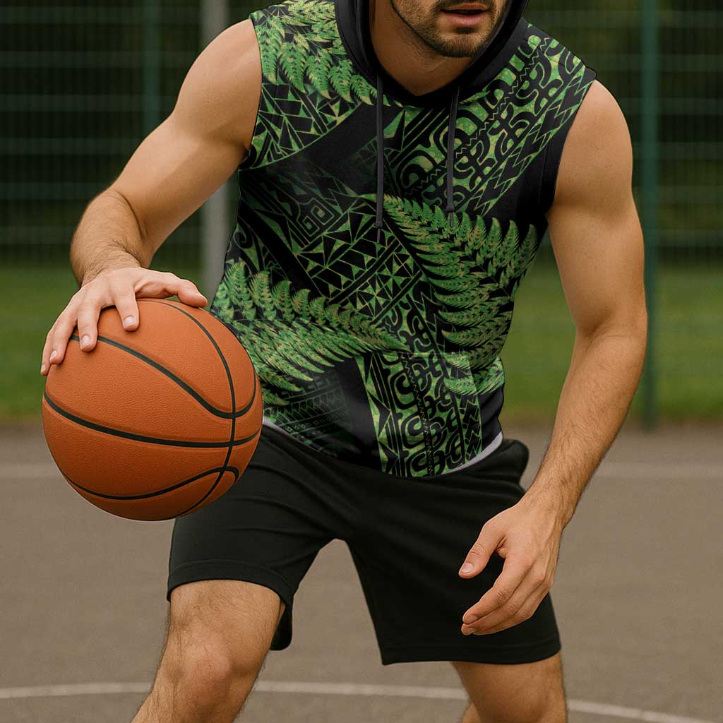 New Zealand Rugby Pacific Personalised Sleeveless Hoodie All Lime Maori Pasifika Fern Pattern - Polynesian Pride