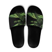 New Zealand Rugby Pacific Personalised Slide Sandals All Lime Maori Pasifika Fern Pattern - Polynesian Pride