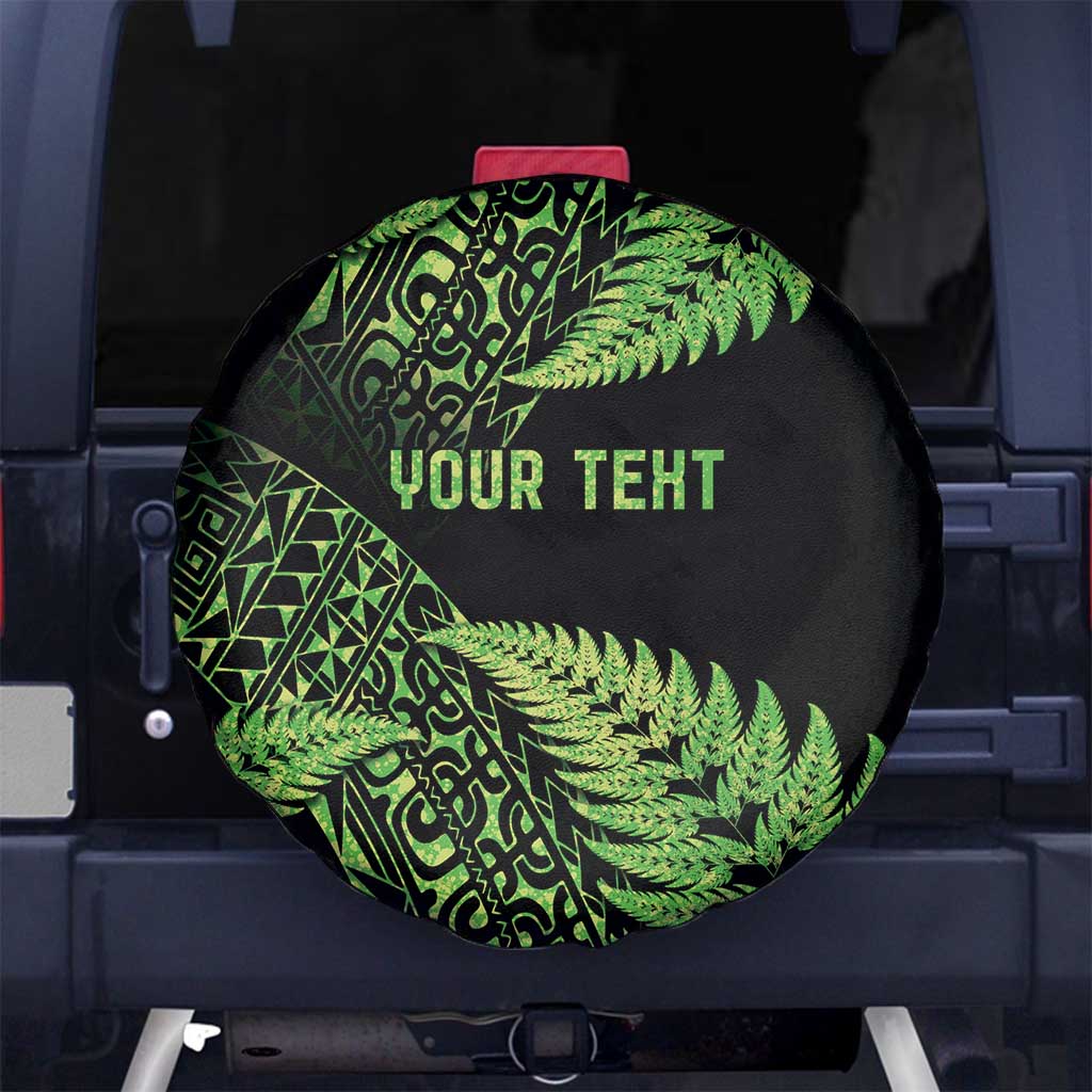 New Zealand Rugby Pacific Personalised Spare Tire Cover All Lime Maori Pasifika Fern Pattern