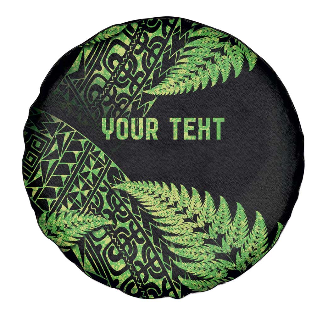 New Zealand Rugby Pacific Personalised Spare Tire Cover All Lime Maori Pasifika Fern Pattern