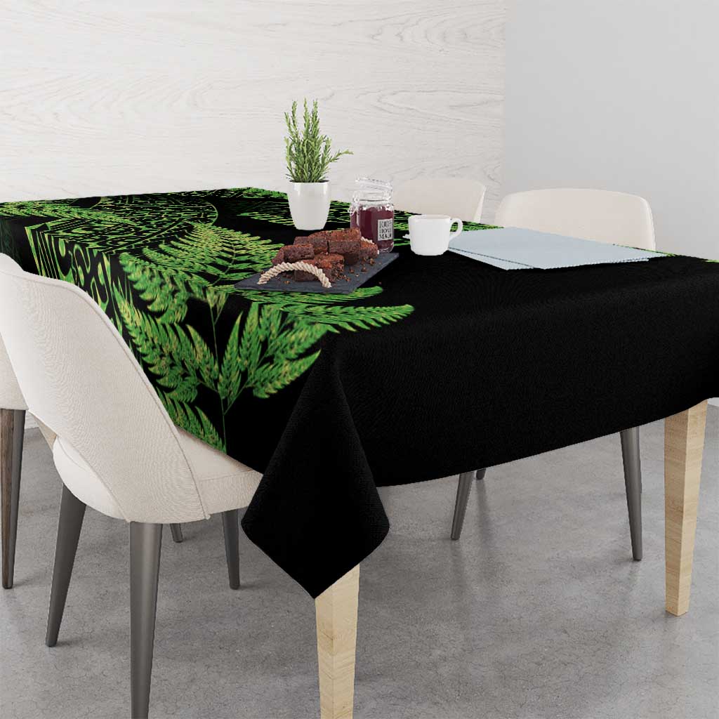 New Zealand Rugby Pacific Personalised Tablecloth All Lime Maori Pasifika Fern Pattern