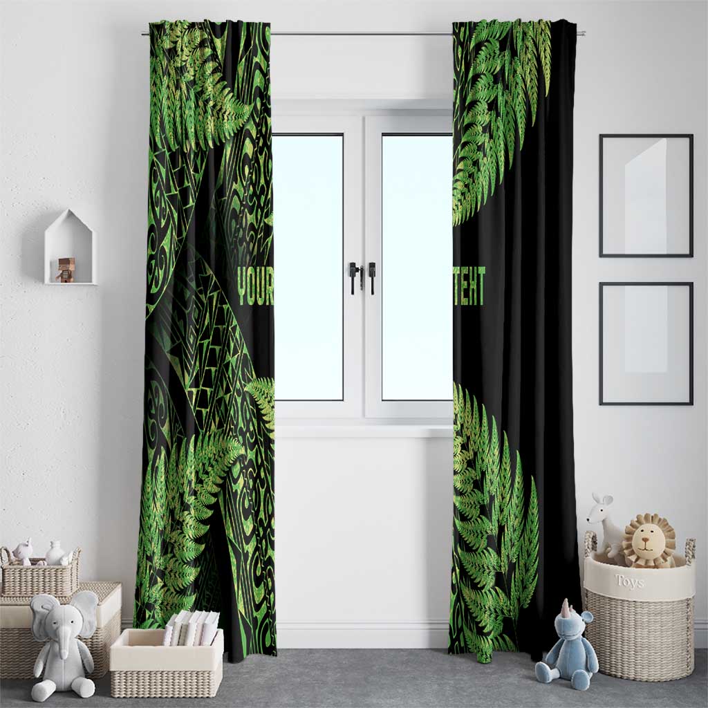 New Zealand Rugby Pacific Personalised Window Curtain All Lime Maori Pasifika Fern Pattern