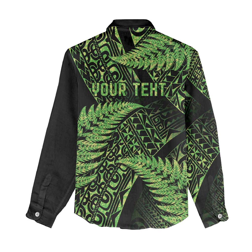 New Zealand Rugby Pacific Personalised Women Casual Shirt All Lime Maori Pasifika Fern Pattern