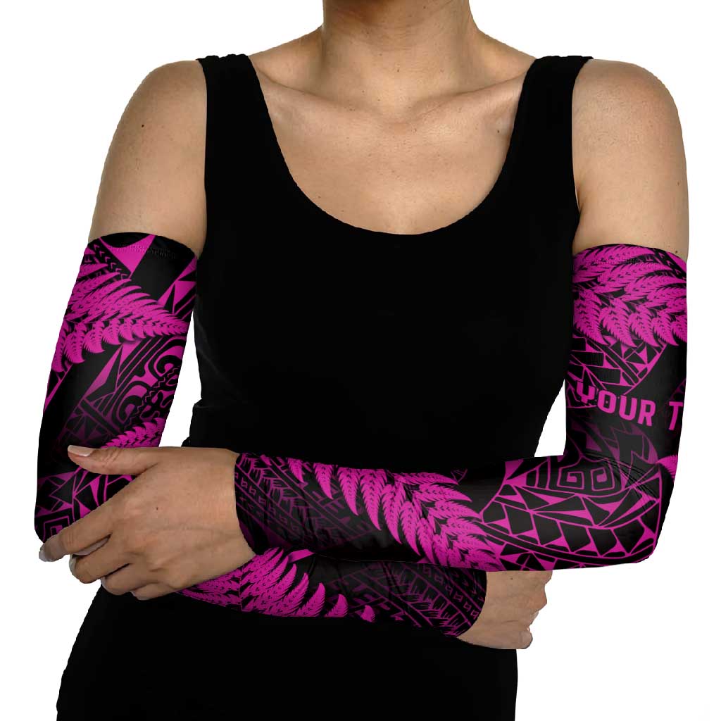 New Zealand Rugby Pacific Personalised Arm Sleeves All Pink Maori Pasifika Fern Pattern - Polynesian Pride