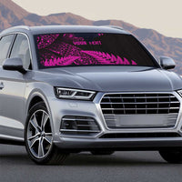 New Zealand Rugby Pacific Personalised Auto Sun Shade All Pink Maori Pasifika Fern Pattern - Polynesian Pride