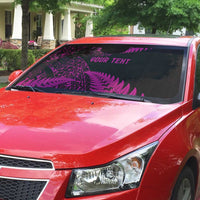 New Zealand Rugby Pacific Personalised Auto Sun Shade All Pink Maori Pasifika Fern Pattern - Polynesian Pride