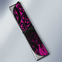 New Zealand Rugby Pacific Personalised Auto Sun Shade All Pink Maori Pasifika Fern Pattern - Polynesian Pride