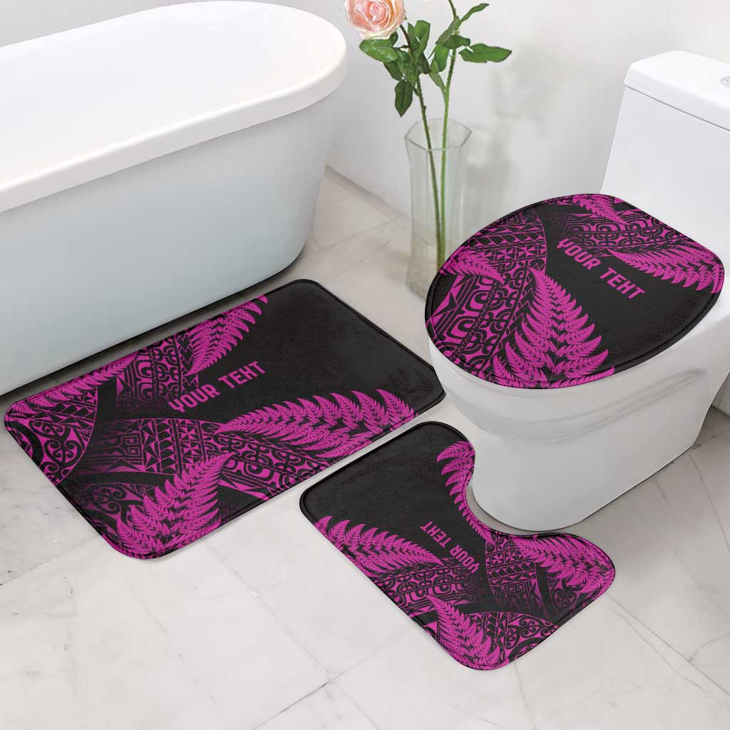 New Zealand Rugby Pacific Personalised Bathroom Set All Pink Maori Pasifika Fern Pattern - Polynesian Pride