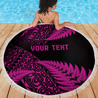 New Zealand Rugby Pacific Personalised Beach Blanket All Pink Maori Pasifika Fern Pattern
