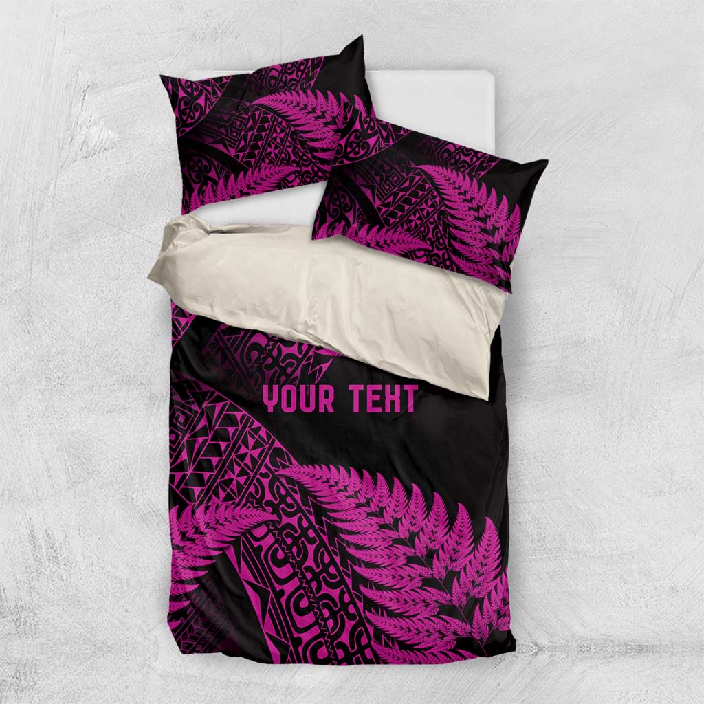 New Zealand Rugby Pacific Personalised Bedding Set All Pink Maori Pasifika Fern Pattern
