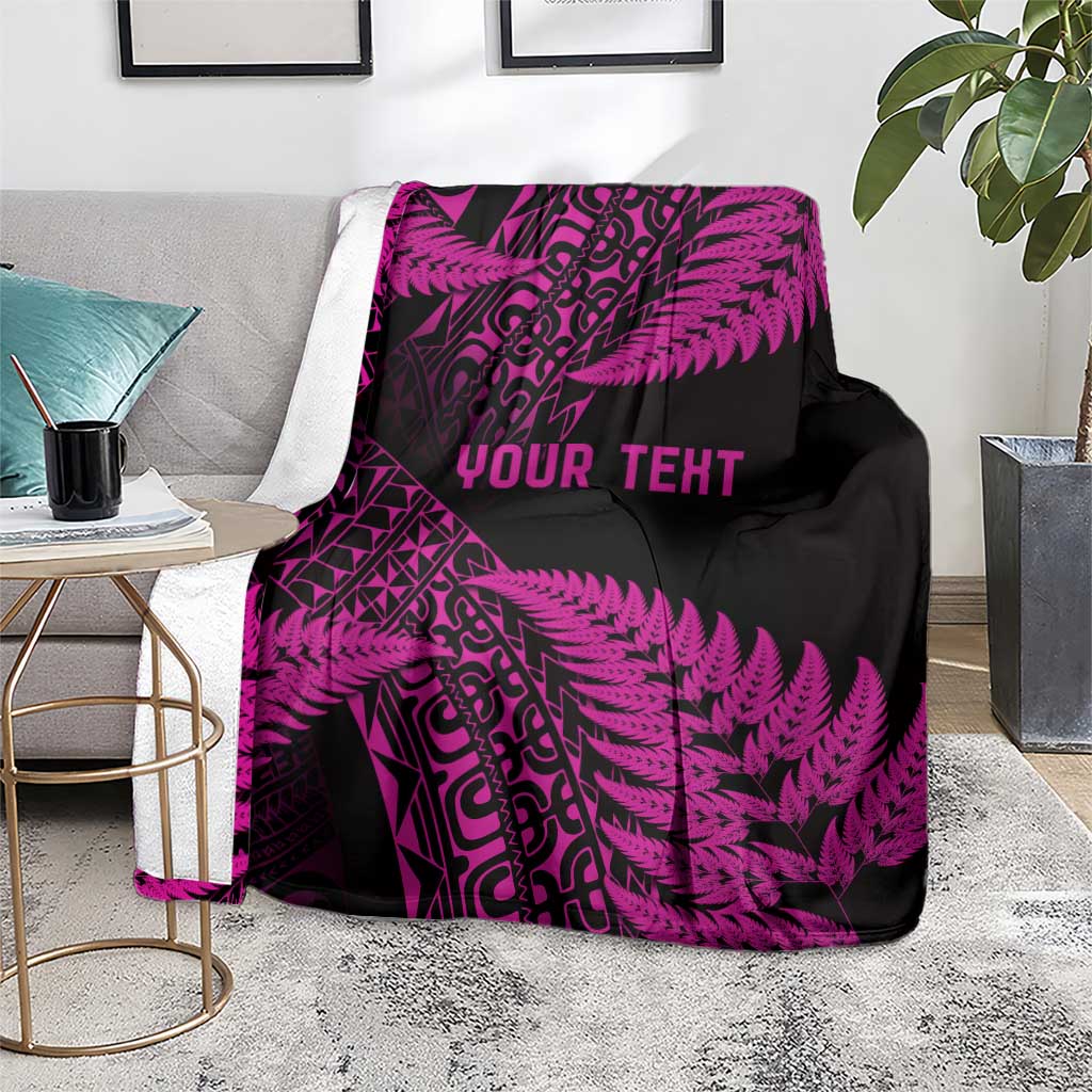 New Zealand Rugby Pacific Personalised Blanket All Pink Maori Pasifika Fern Pattern