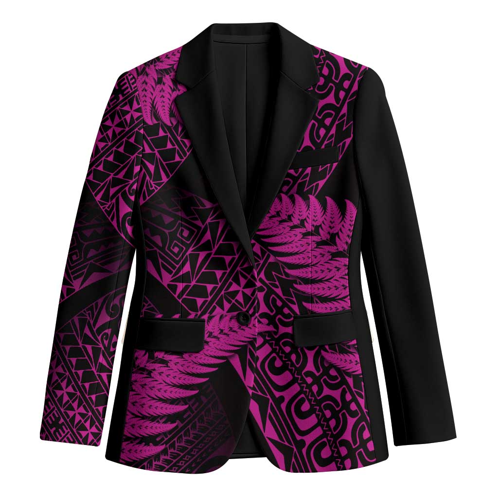New Zealand Rugby Pacific Personalised Blazer All Pink Maori Pasifika Fern Pattern - Polynesian Pride