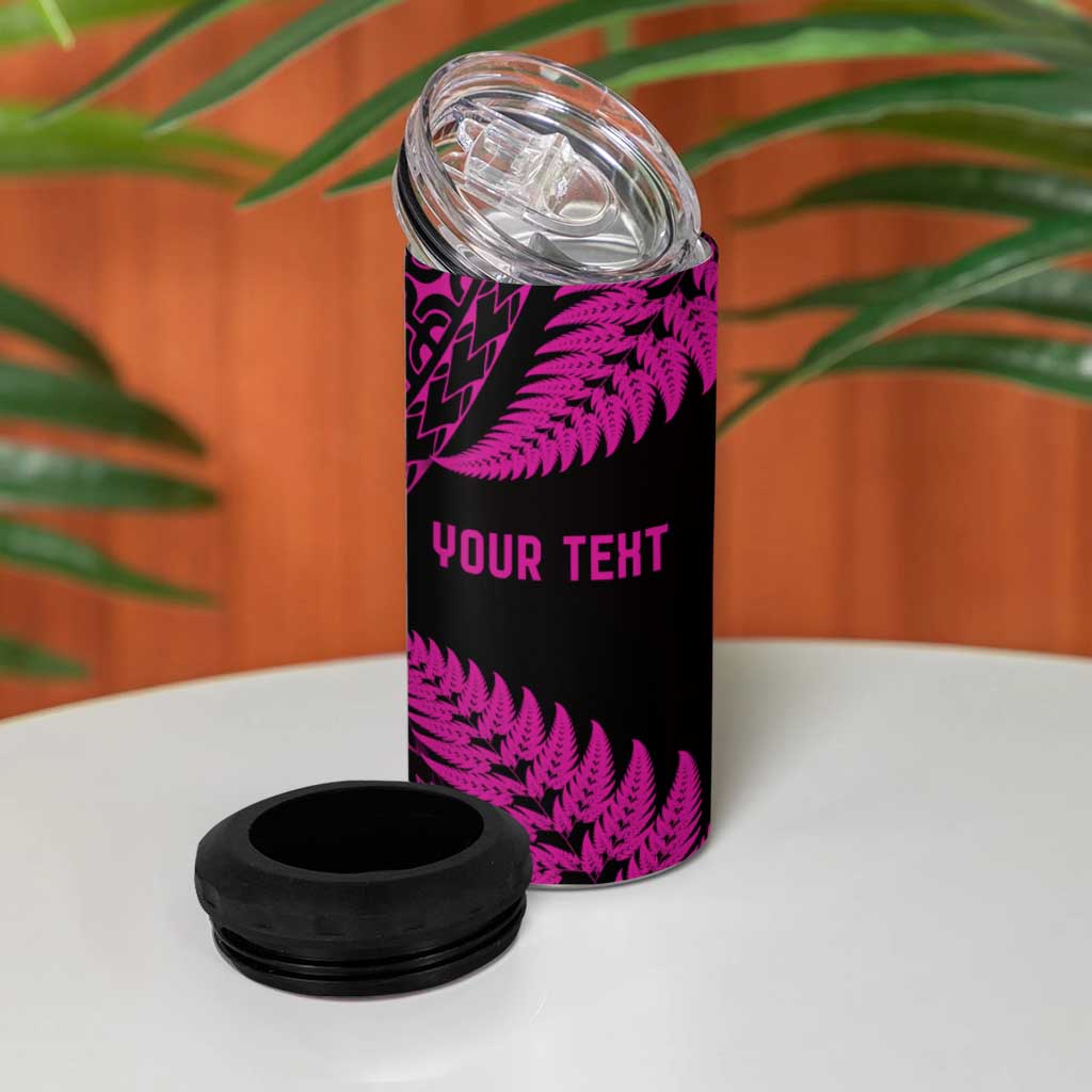 New Zealand Rugby Pacific Personalised 4 in 1 Can Cooler Tumbler All Pink Maori Pasifika Fern Pattern