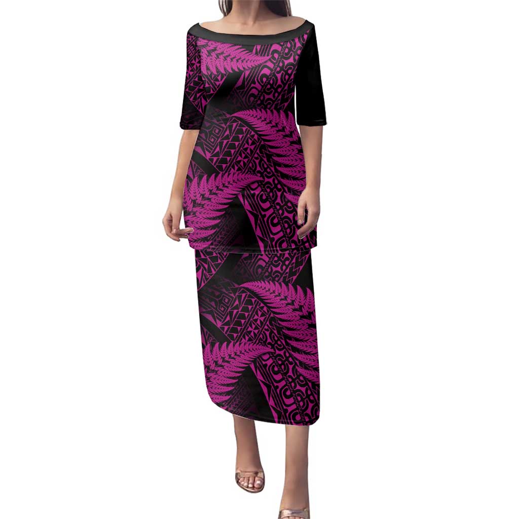 New Zealand Rugby Pacific Personalised Family Matching Puletasi and Hawaiian Shirt All Pink Maori Pasifika Fern Pattern