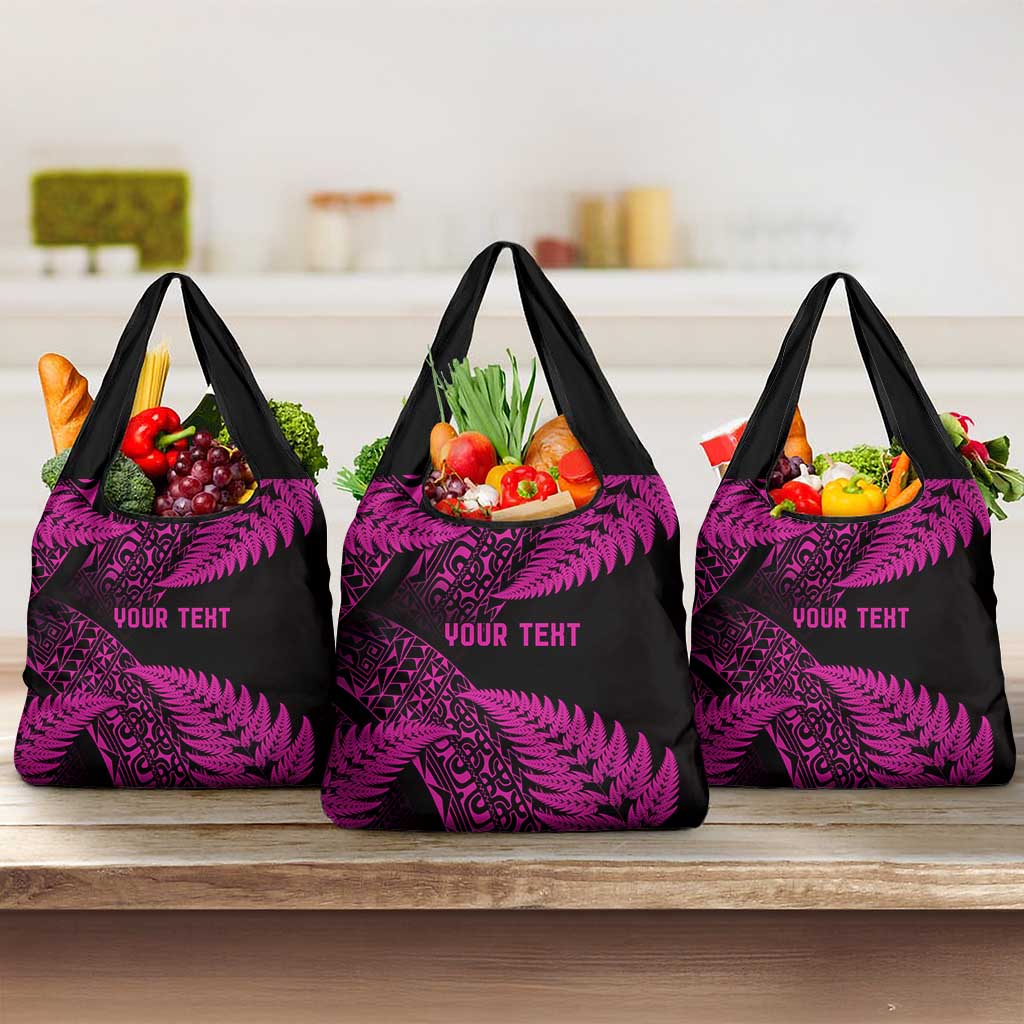 New Zealand Rugby Pacific Personalised Grocery Bag All Pink Maori Pasifika Fern Pattern
