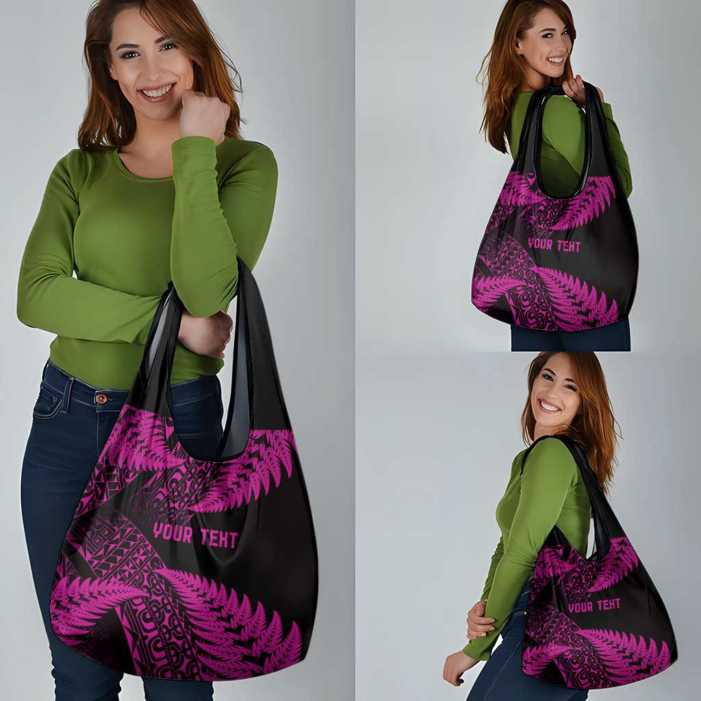 New Zealand Rugby Pacific Personalised Grocery Bag All Pink Maori Pasifika Fern Pattern