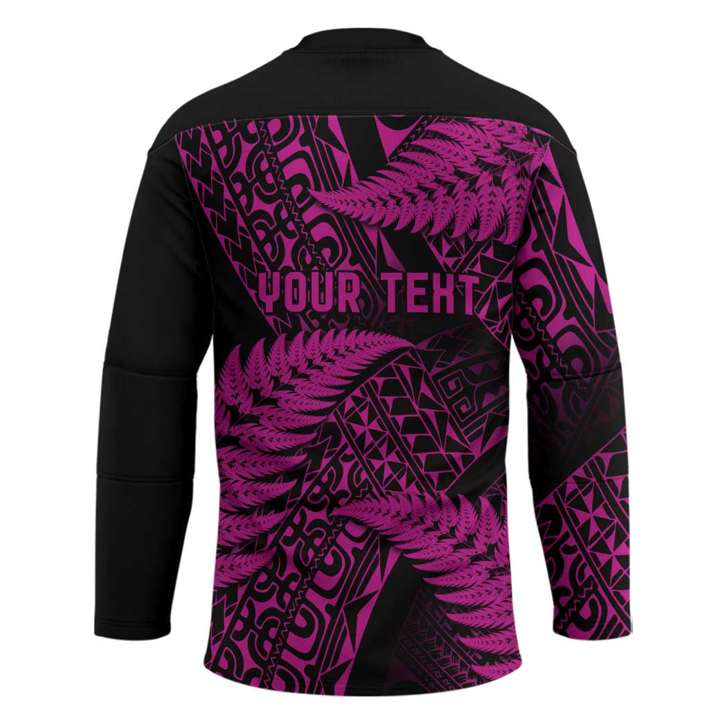 New Zealand Rugby Pacific Personalised Hockey Jersey All Pink Maori Pasifika Fern Pattern - Polynesian Pride