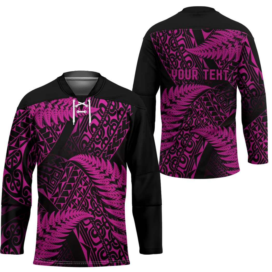 New Zealand Rugby Pacific Personalised Hockey Jersey All Pink Maori Pasifika Fern Pattern - Polynesian Pride