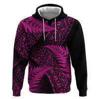 New Zealand Rugby Pacific Personalised Hoodie All Pink Maori Pasifika Fern Pattern