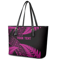 New Zealand Rugby Pacific Personalised Leather Tote Bag All Pink Maori Pasifika Fern Pattern