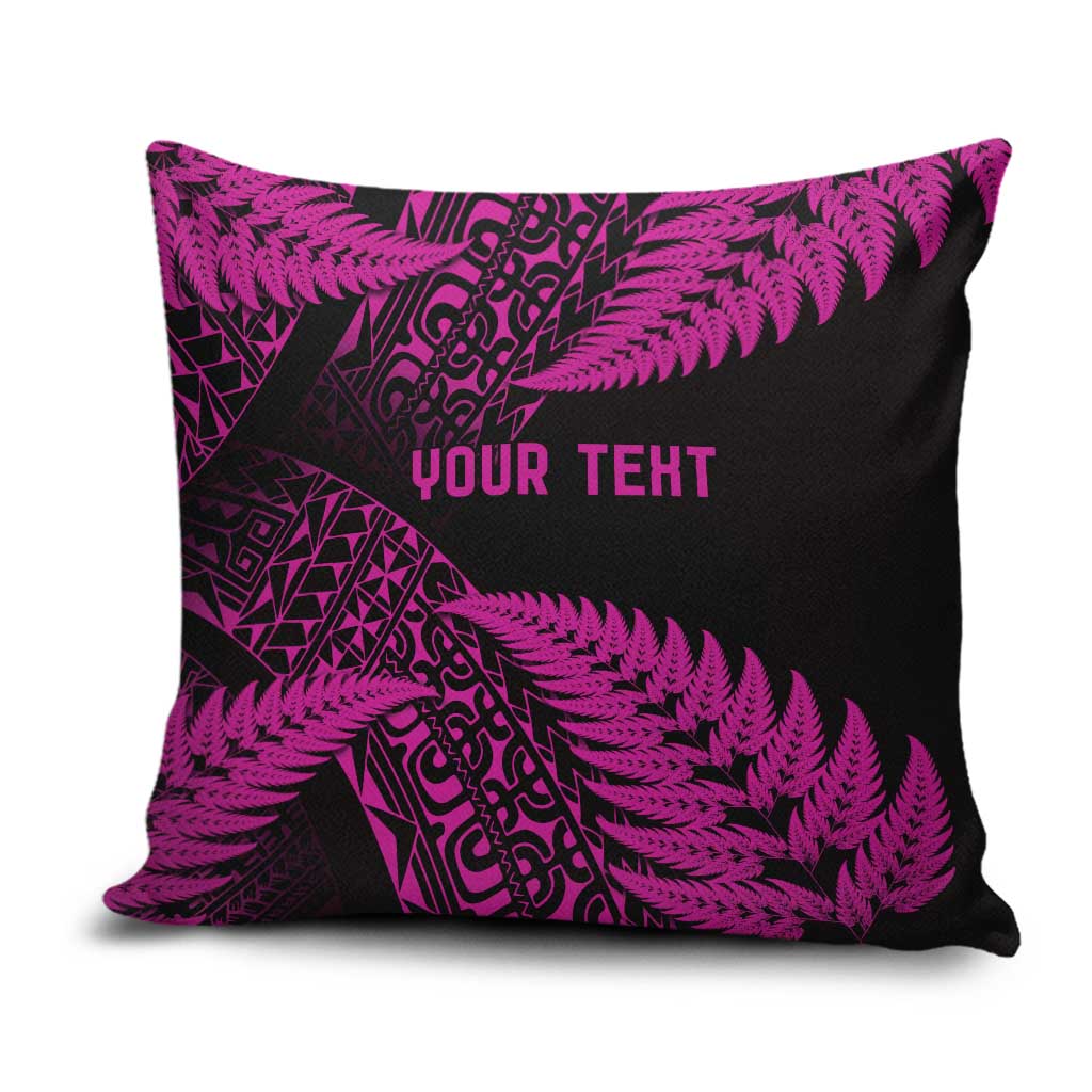 New Zealand Rugby Pacific Personalised Pillow Cover All Pink Maori Pasifika Fern Pattern - Polynesian Pride