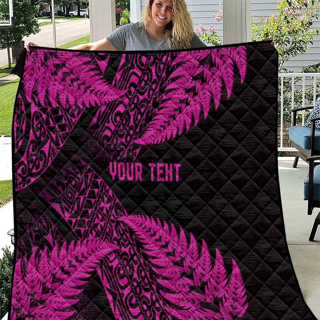 New Zealand Rugby Pacific Personalised Quilt All Pink Maori Pasifika Fern Pattern