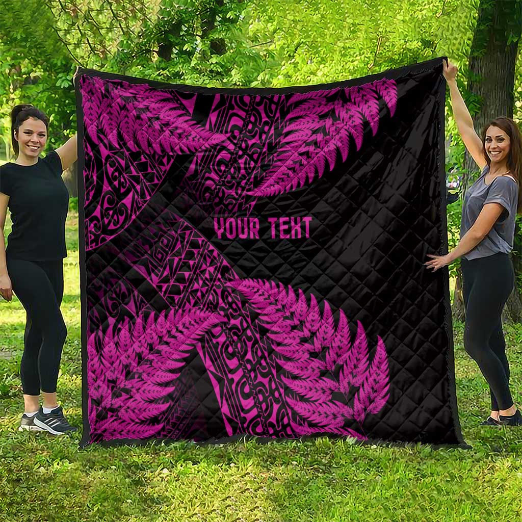 New Zealand Rugby Pacific Personalised Quilt All Pink Maori Pasifika Fern Pattern