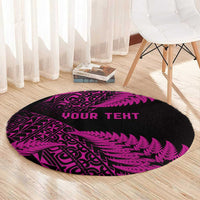 New Zealand Rugby Pacific Personalised Round Carpet All Pink Maori Pasifika Fern Pattern