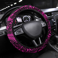New Zealand Rugby Pacific Steering Wheel Cover All Pink Maori Pasifika Fern Pattern