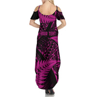 New Zealand Rugby Pacific Personalised Summer Maxi Dress All Pink Maori Pasifika Fern Pattern