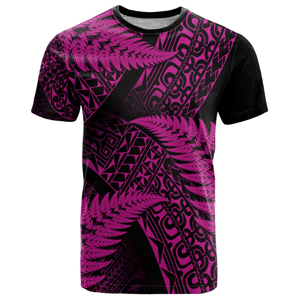 New Zealand Rugby Pacific Personalised T Shirt All Pink Maori Pasifika Fern Pattern