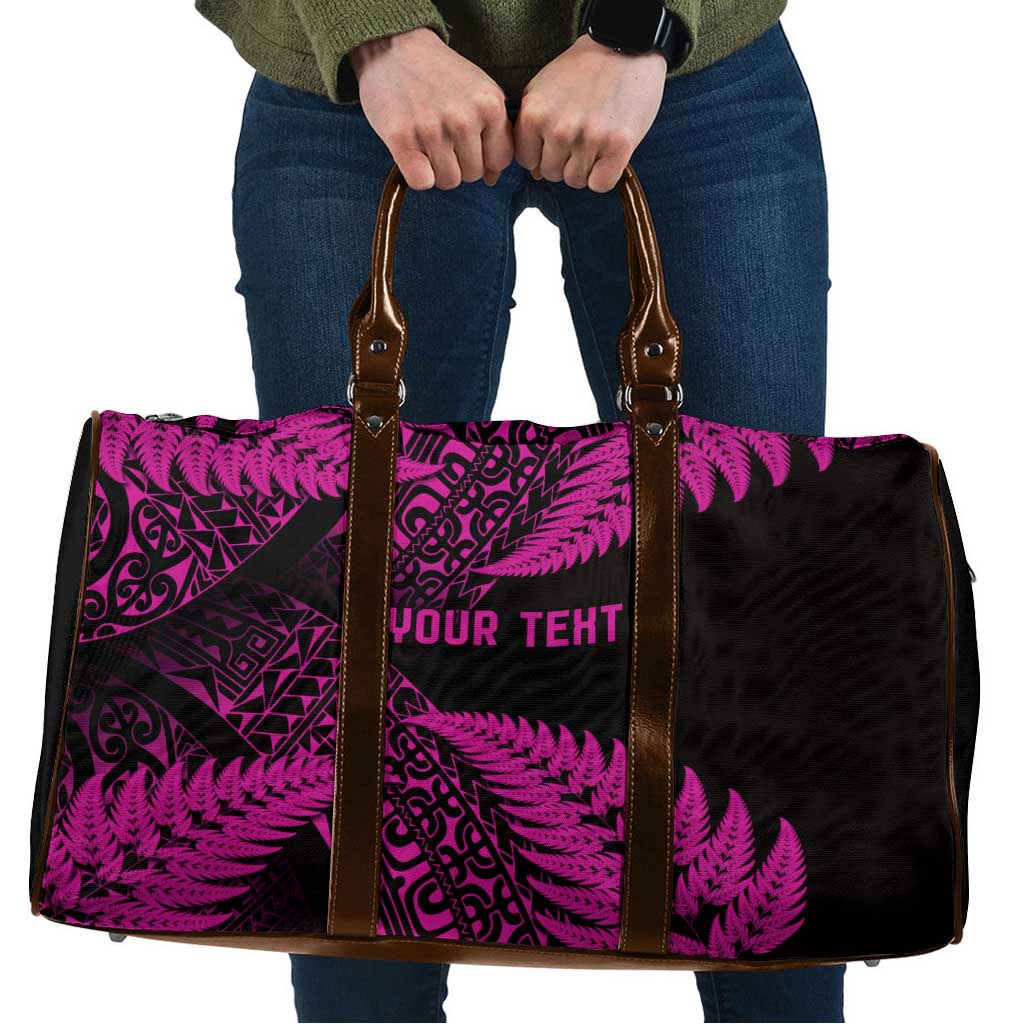New Zealand Rugby Pacific Personalised Travel Bag All Pink Maori Pasifika Fern Pattern - Polynesian Pride