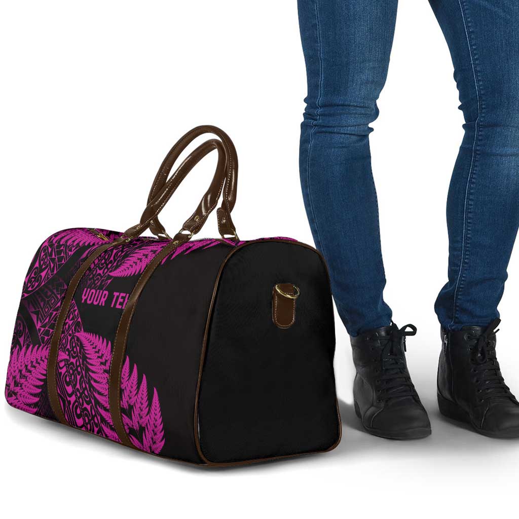 New Zealand Rugby Pacific Personalised Travel Bag All Pink Maori Pasifika Fern Pattern - Polynesian Pride
